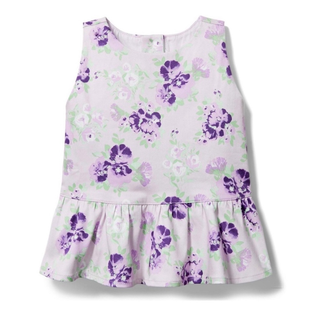Janie and Jack Purple and Green Baby Girl Floral Peplum Top Size 6-12 Mo…
